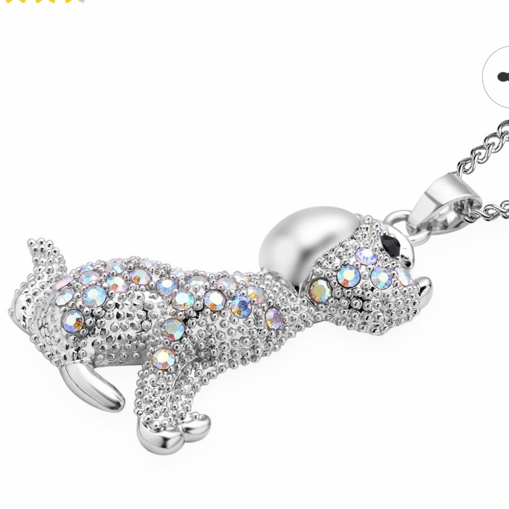 Black and Mystic White Austrian Crystal Dog Pendant
Necklace 29-31 Inches! - Picture 4 of 11